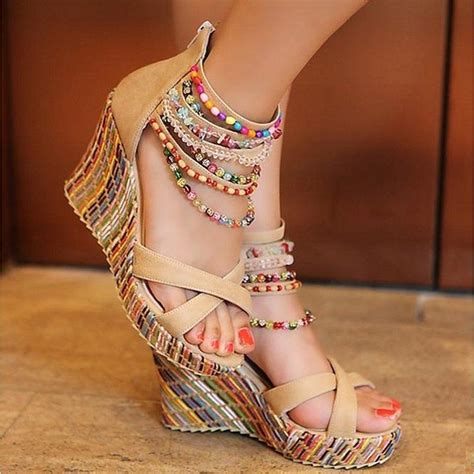 multi coloured platform shoes.